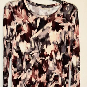 LOGO by Lori‎ Goldstein Rayon 230 Midnight Floral Long Sleeve Neutral